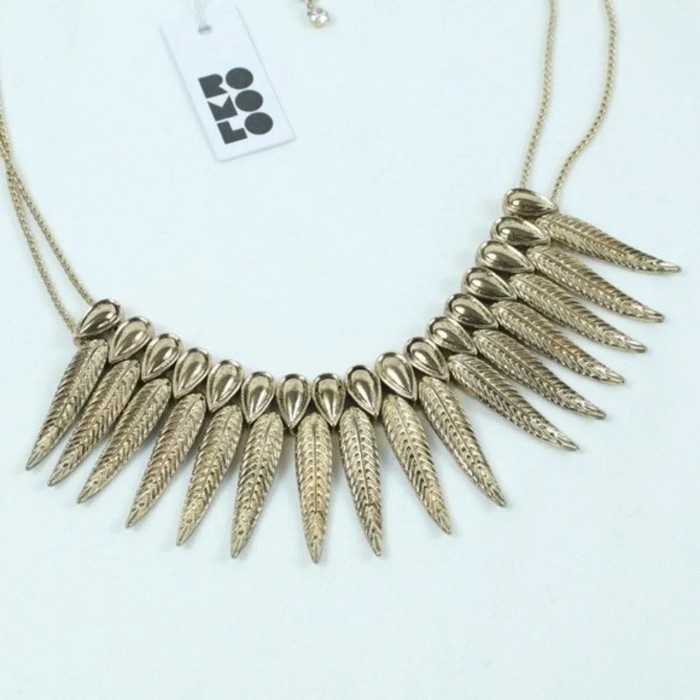 Romolo Adjustable Gold‎ Feather Necklace - NEW